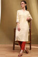 Off-White Solid Regular Fit Straight Kurta