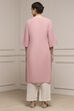 Blue Cotton Solid Straight Kurta image number 3