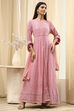 Powder Pink Embroidered Front Open Suit Set