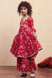 Orange Cotton Printed Tiered Kurta Set image number 3