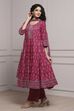 Magenta Cotton Printed Anarkali Suit Set image number 3
