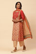Khaki Cotton Straight Kurta Narrow Palazzo Suit Set image number 5