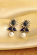 Navy Blue Gold Plated Alloy Studded Drop Earrings image number 0