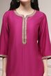 Beige Solid Straight Kurta image number 1