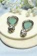 Mint Green Gold-Plated Kundan Tear Drop Danglers image number 2