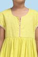 Lime Green Cotton Embroidered Anarkali Suit Set image number 1