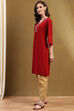 Black Solid Gathered Straight Kurta image number 2