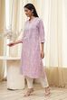 Yellow Cotton Printed Straight Kurta image number 2