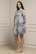Blue Polyester Tiered Dress image number 2