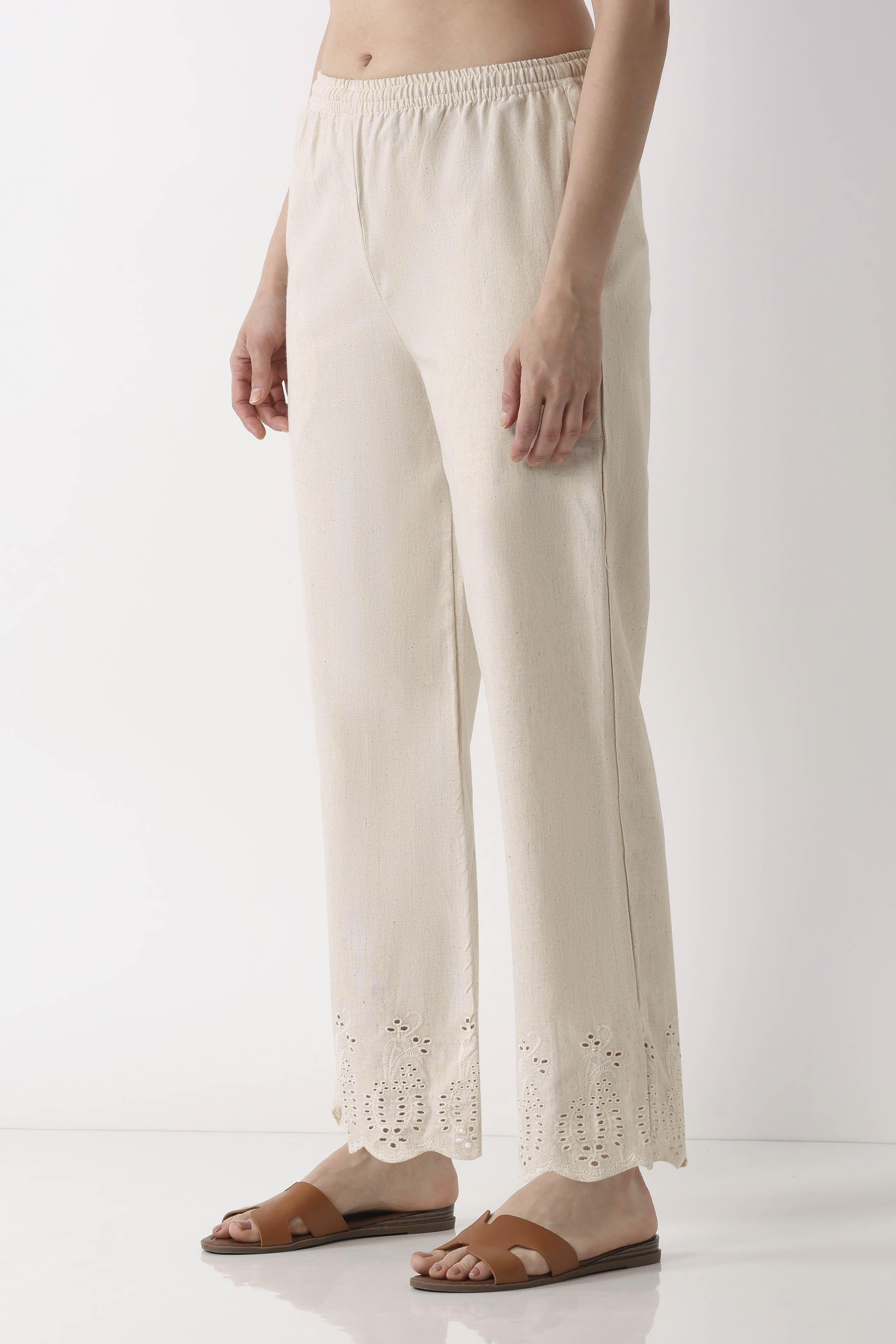 Black Cotton Blend Narrow Pant image number 2
