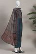 Olive Green Chanderi Rajasthani Print Unstitched Suit Set image number 4