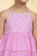 Pink Cotton Solid Tiered Kurta Set image number 1