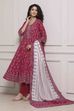 Magenta Cotton Printed Anarkali Suit Set
