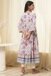 Off-White Cotton Floral Gathered Suit Set image number 4
