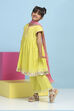 Lime Green Cotton Embroidered Anarkali Suit Set image number 3