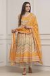 Pink Cotton Printed Anarkali Suit Set image number 0