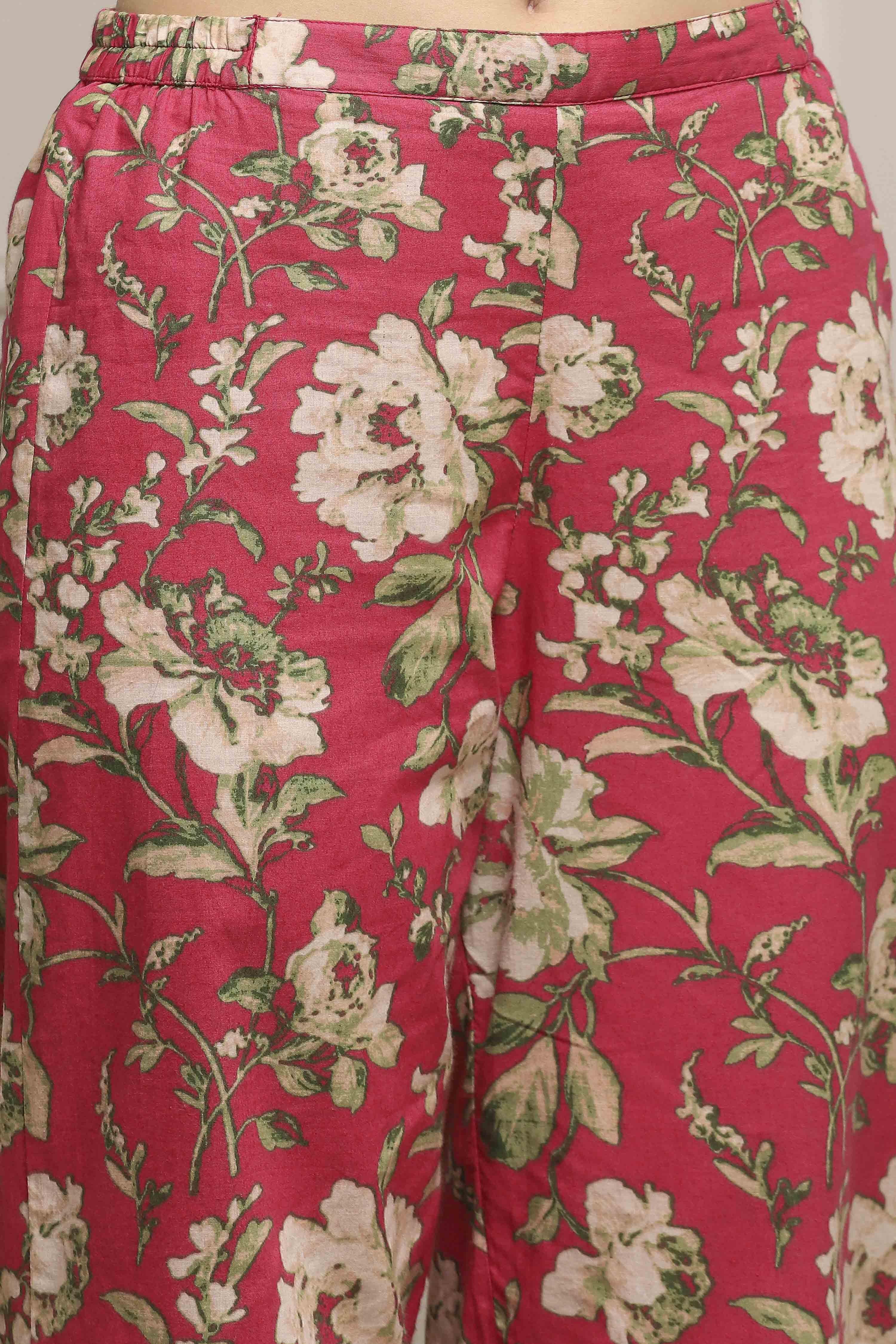 Pink Cotton Floral Straight Co-ord Set image number 6