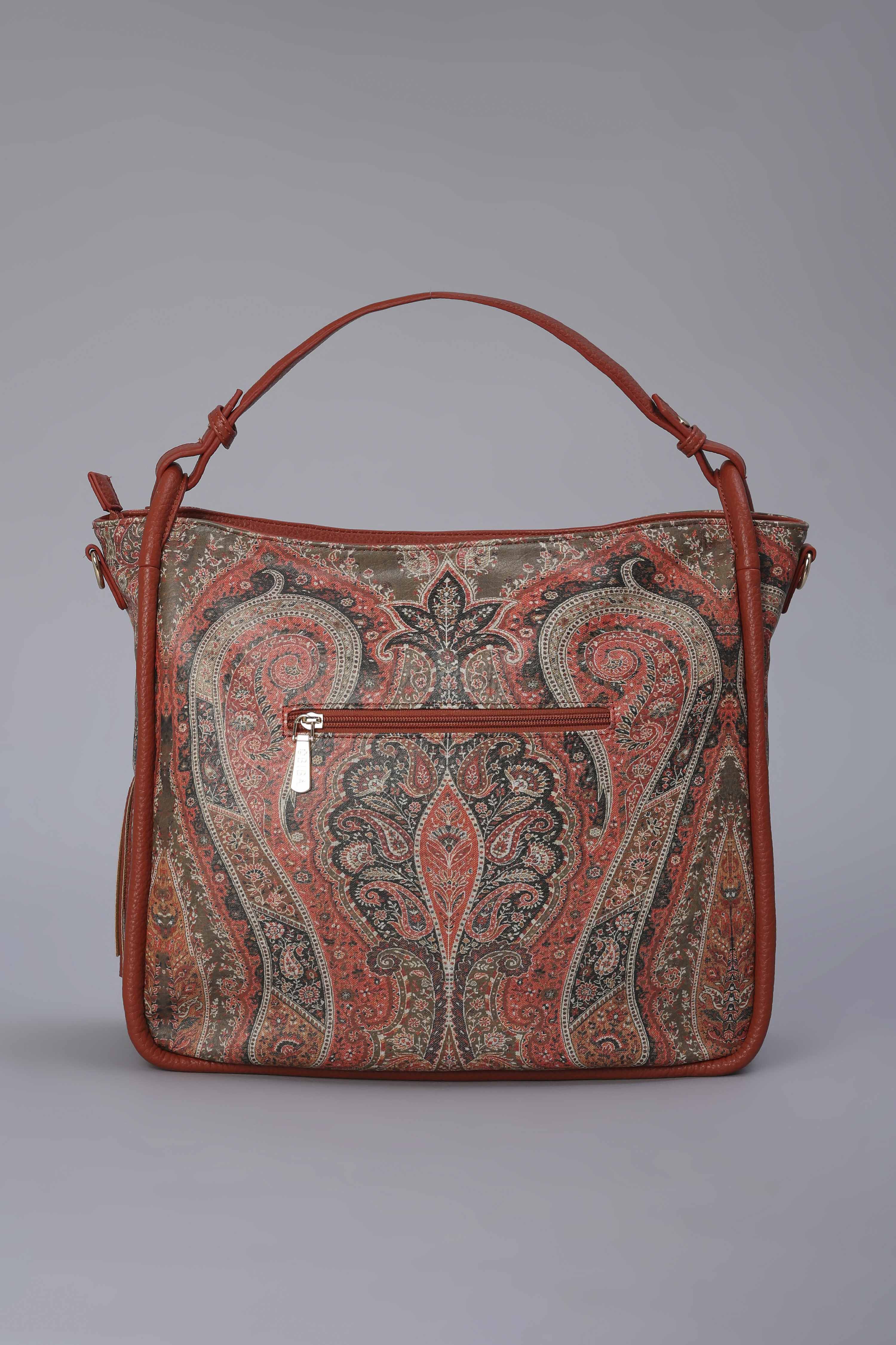 Tan Brown PU Structured Hobo Bag image number 1