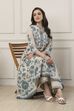 Blue Cotton All-Over Floral Anarkali Suit Set image number 0