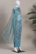 Pink Organza Rajasthani Print Unstitched Suit Set image number 4
