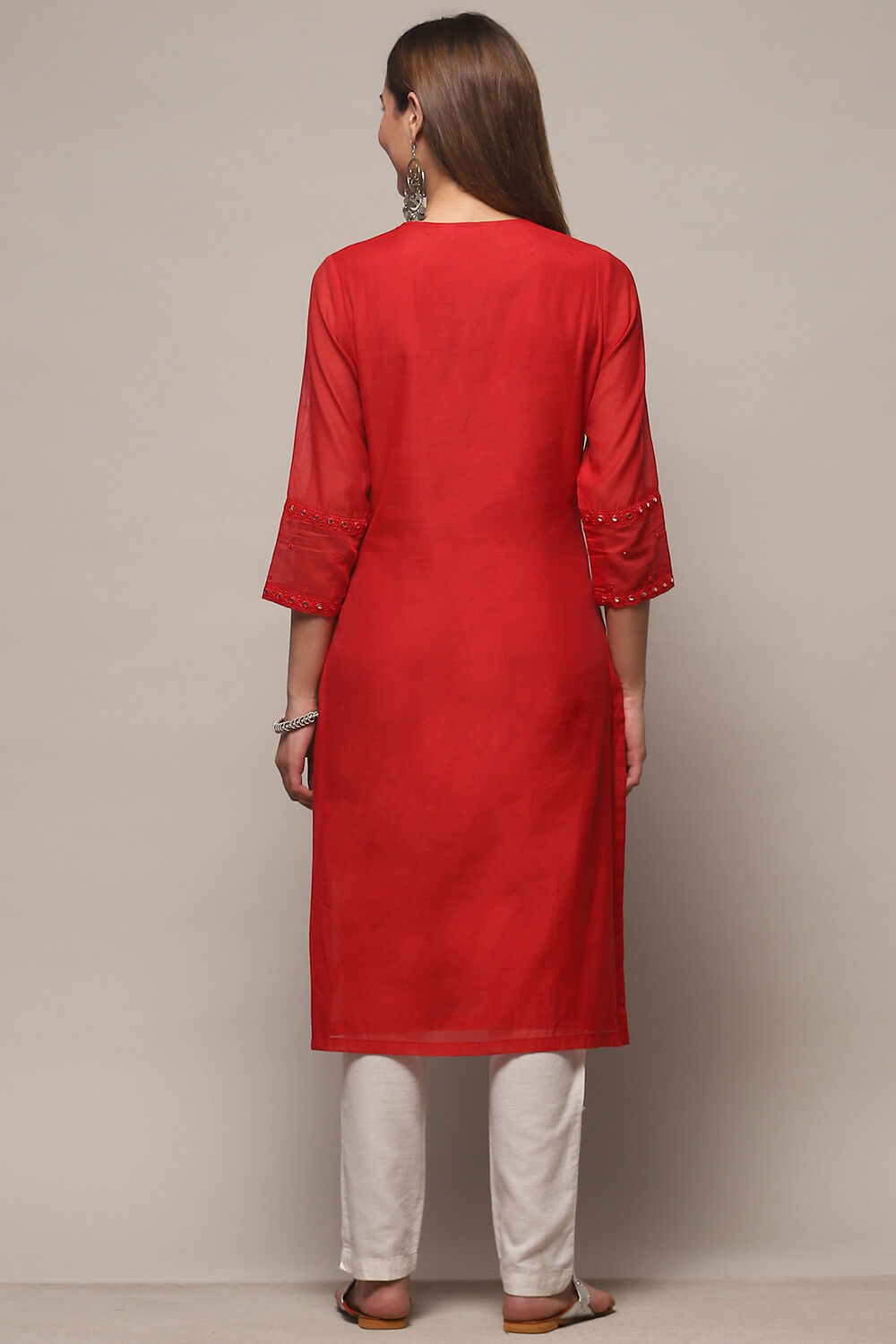 White Polyester Asymmetric Kurta image number 3