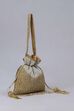 Gold & Silver Toned Fabric Embellished Potli image number 3