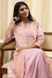 Light Pink Printed Layered Cape Dress