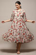 Green & Maroon Cotton Flared Printed Dress image number 0