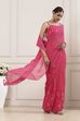 Pink Poly Georgette Printed Saree With Blouse image number 0