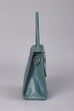 Teal Blue PU Printed Structured Satchel Bag image number 4