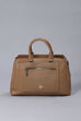 Brown PU Solid Structured Handheld Bag image number 1