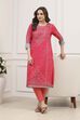 Dark Green A-Line Cotton Kurta image number 0