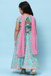 Blue Poly Chanderi Floral Printed Flared Lehenga Set image number 5
