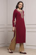 Black Acrylic Solid Straight Winter Kurta image number 4