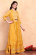 Yellow Printed Festive Fusion Set image number 4