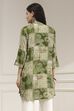 Olive Green Pleated Straight Short Kurta image number 3