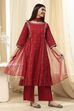 Red Cotton Foil Printed Kalidar Suit Set image number 5