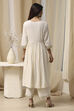 Cream-Colored Viscose Embellished Gathered Suit Set image number 4