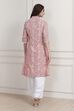 Blue Cotton Printed Straight Kurta image number 3