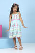 Blue Floral Printed Tiered Flared Dress image number 5