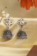 Green Brass Stoned Studded Jhumkas image number 2
