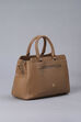 Brown PU Solid Structured Handheld Bag image number 3