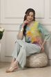Green Abstract Printed Straight Suit Set