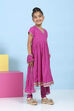 Pink Cotton Mirror Work Anarkali Suit Set image number 5