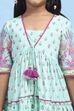 Sea-Green Cotton Printed Tiered Suit Set image number 1