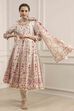 Off-White Cotton Printed Anarkali Suit Set