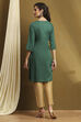 Black Solid Gathered Straight Kurta image number 3