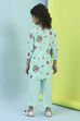 Turquoise Cotton Floral Straight Kurta Pants Set image number 4