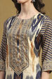 Beige Geometric Printed Asymmetric Kurta Set image number 1