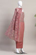 Teal Chanderi Unstitched Suit Set image number 4
